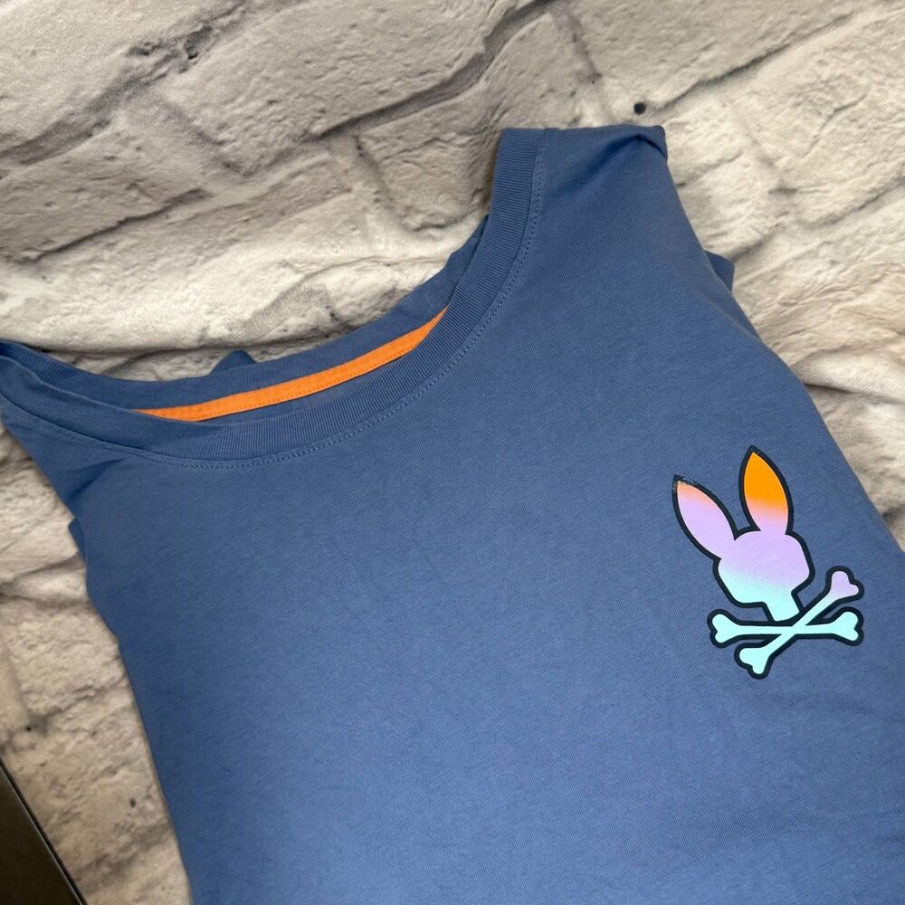 Psycho Bunny Graphic Rabbit Skull And Crossbones Men's 3XL T-Shirt Ombre Print
